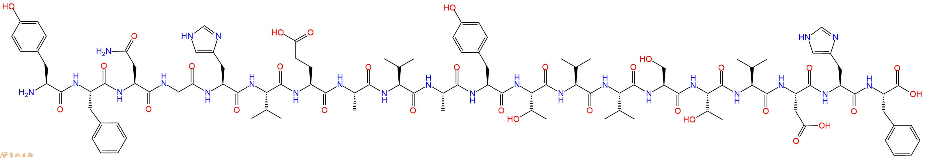 专肽生物产品H2N-Tyr-Phe-Asn-Gly-His-Val-Glu-Ala-Val-Ala-Tyr-Thr-Val-Val-Ser-Thr-Val-Asp-His-Phe-OH