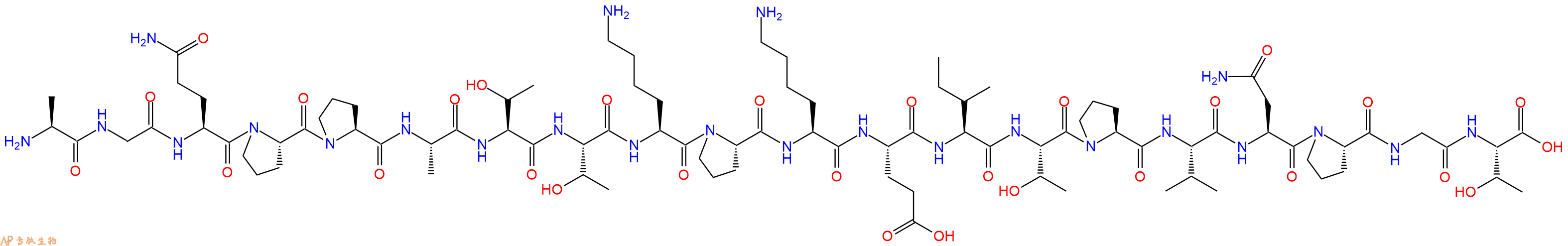 专肽生物产品H2N-Ala-Gly-Gln-Pro-Pro-Ala-Thr-Thr-Lys-Pro-Lys-Glu-Ile-Thr-Pro-Val-Asn-Pro-Gly-Thr-OH