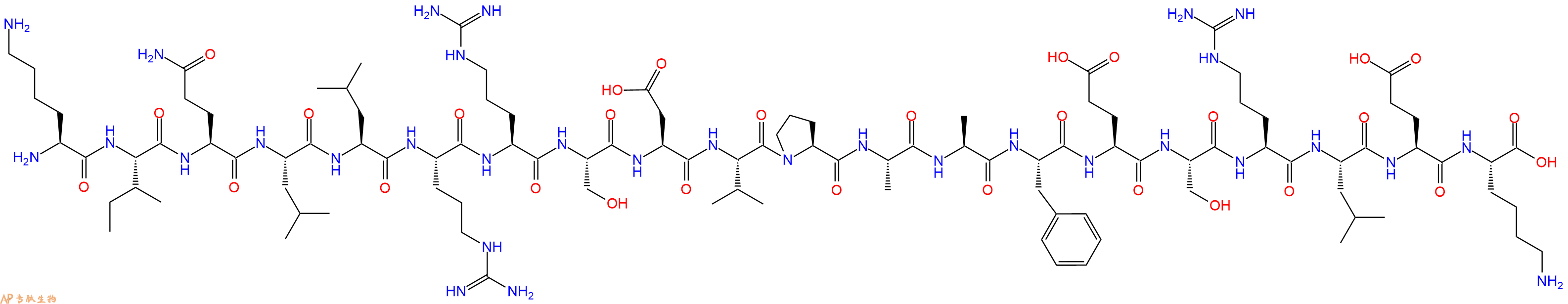 专肽生物产品H2N-Lys-Ile-Gln-Leu-Leu-Arg-Arg-Ser-Asp-Val-Pro-Ala-Ala-Phe-Glu-Ser-Arg-Leu-Glu-Lys-OH