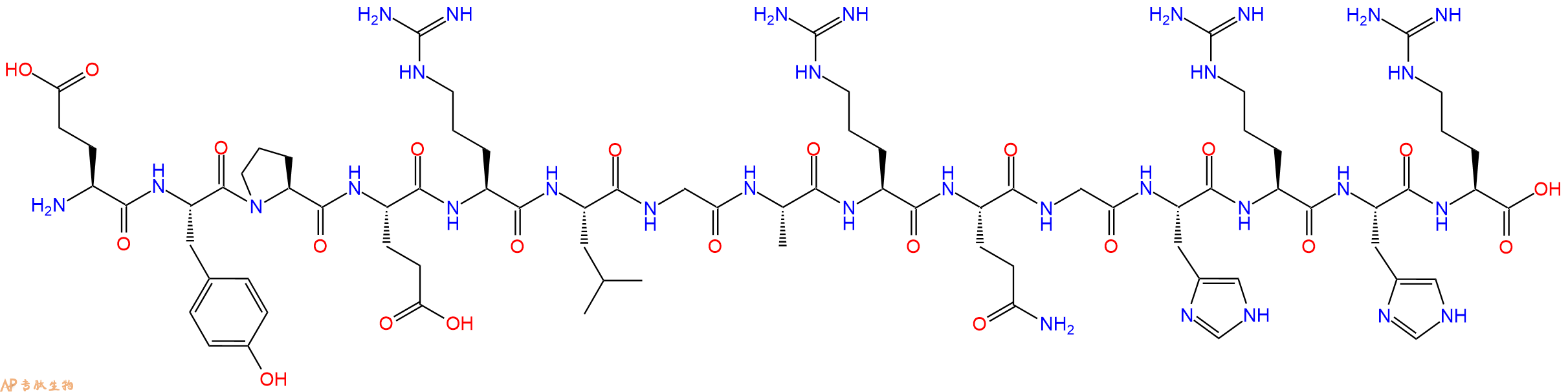 专肽生物产品H2N-Glu-Tyr-Pro-Glu-Arg-Leu-Gly-Ala-Arg-Gln-Gly-His-Arg-His-Arg-OH