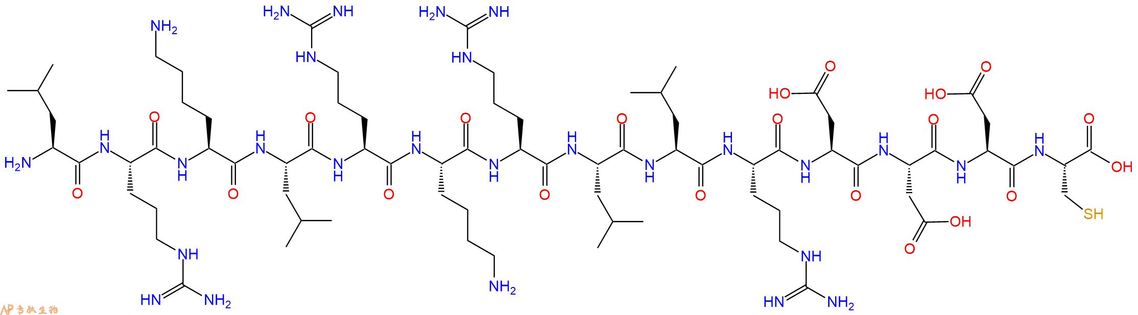 专肽生物产品H2N-Leu-Arg-Lys-Leu-Arg-Lys-Arg-Leu-Leu-Arg-Asp-Asp-Asp-Cys-OH