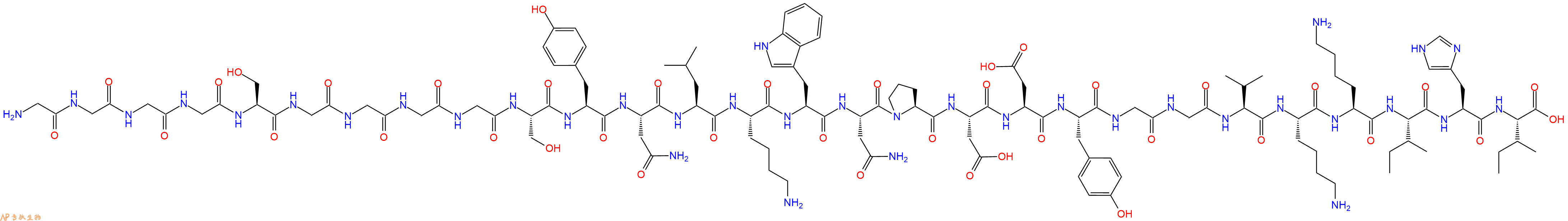 专肽生物产品H2N-Gly-Gly-Gly-Gly-Ser-Gly-Gly-Gly-Gly-Ser-Tyr-Asn-Leu-Lys-Trp-Asn-Pro-Asp-Asp-Tyr-Gly-Gly-Val-Lys-Lys-Ile-His-Ile-OH