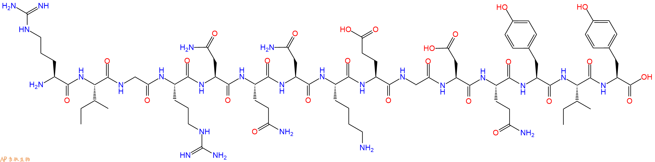 专肽生物产品H2N-Arg-Ile-Gly-Arg-Asn-Gln-Asn-Lys-Glu-Gly-Asp-Gln-Tyr-Ile-Tyr-OH