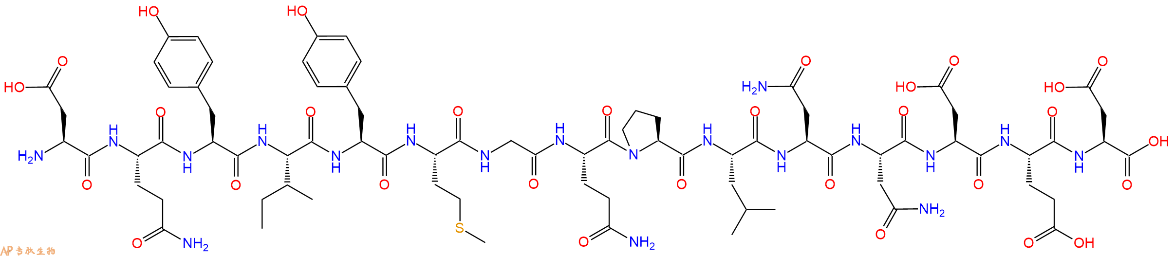 专肽生物产品H2N-Asp-Gln-Tyr-Ile-Tyr-Met-Gly-Gln-Pro-Leu-Asn-Asn-Asp-Glu-Asp-OH