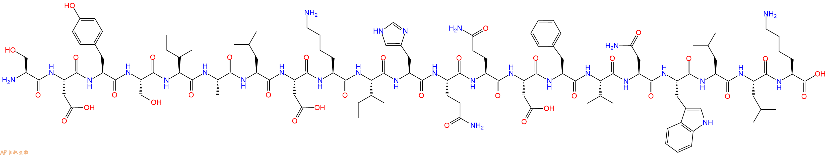 专肽生物产品H2N-Ser-Asp-Tyr-Ser-Ile-Ala-Leu-Asp-Lys-Ile-His-Gln-Gln-Asp-Phe-Val-Asn-Trp-Leu-Leu-Lys-OH