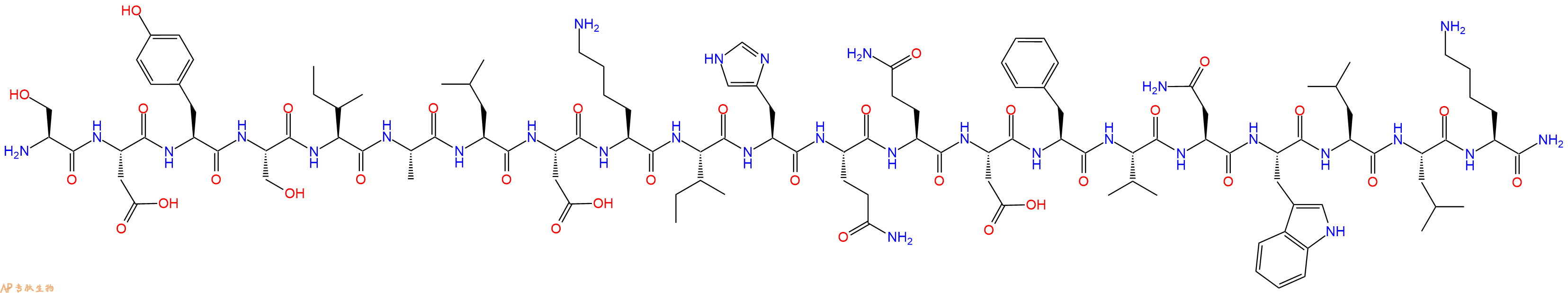 专肽生物产品H2N-Ser-Asp-Tyr-Ser-Ile-Ala-Leu-Asp-Lys-Ile-His-Gln-Gln-Asp-Phe-Val-Asn-Trp-Leu-Leu-Lys-CONH2