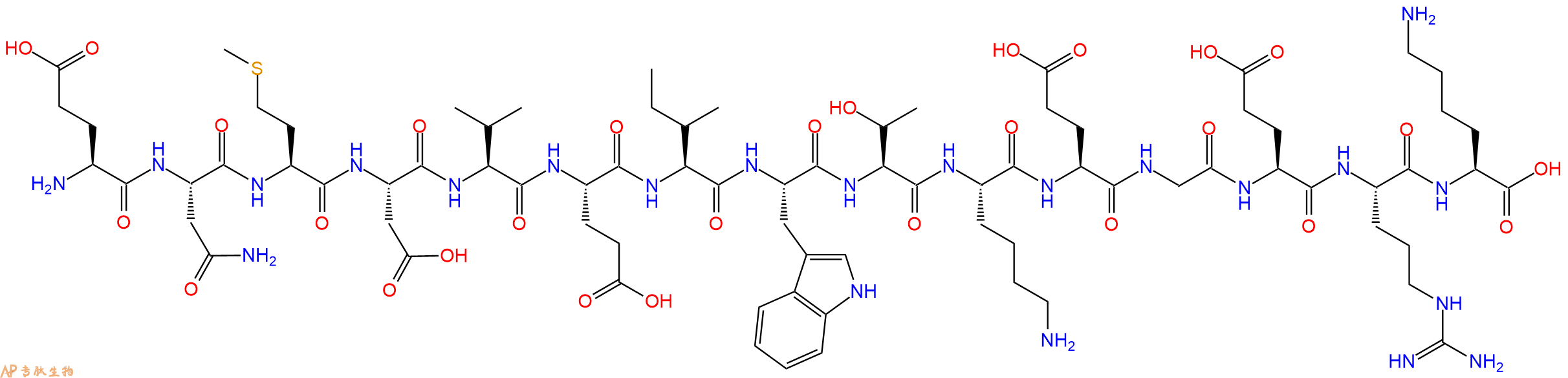 专肽生物产品H2N-Glu-Asn-Met-Asp-Val-Glu-Ile-Trp-Thr-Lys-Glu-Gly-Glu-Arg-Lys-OH