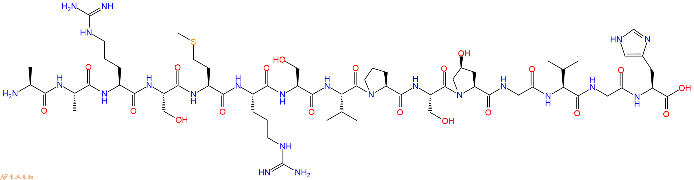 专肽生物产品H2N-Ala-Ala-Arg-Ser-Met-Arg-Ser-Val-Pro-Ser-Hyp-Gly-Val-Gly-His-OH