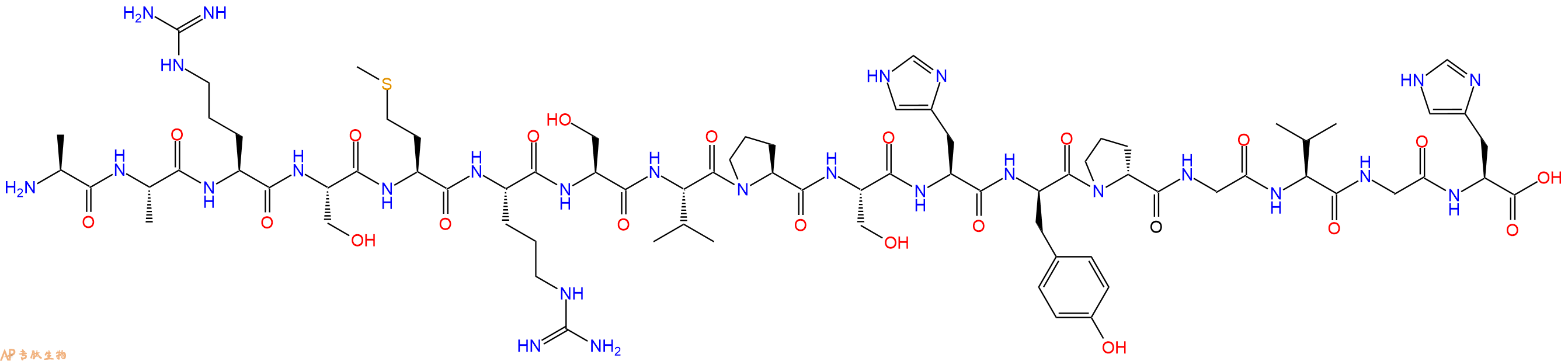 专肽生物产品H2N-Ala-Ala-Arg-Ser-Met-Arg-Ser-Val-Pro-Ser-His-DTyr-DPro-Gly-Val-Gly-His-OH