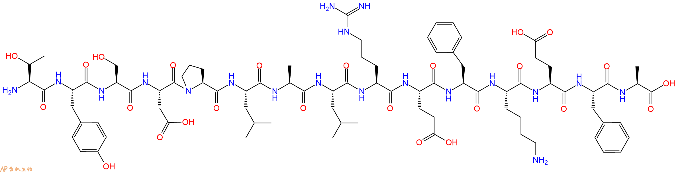 专肽生物产品H2N-Thr-Tyr-Ser-Asp-Pro-Leu-Ala-Leu-Arg-Glu-Phe-Lys-Glu-Phe-Ala-OH