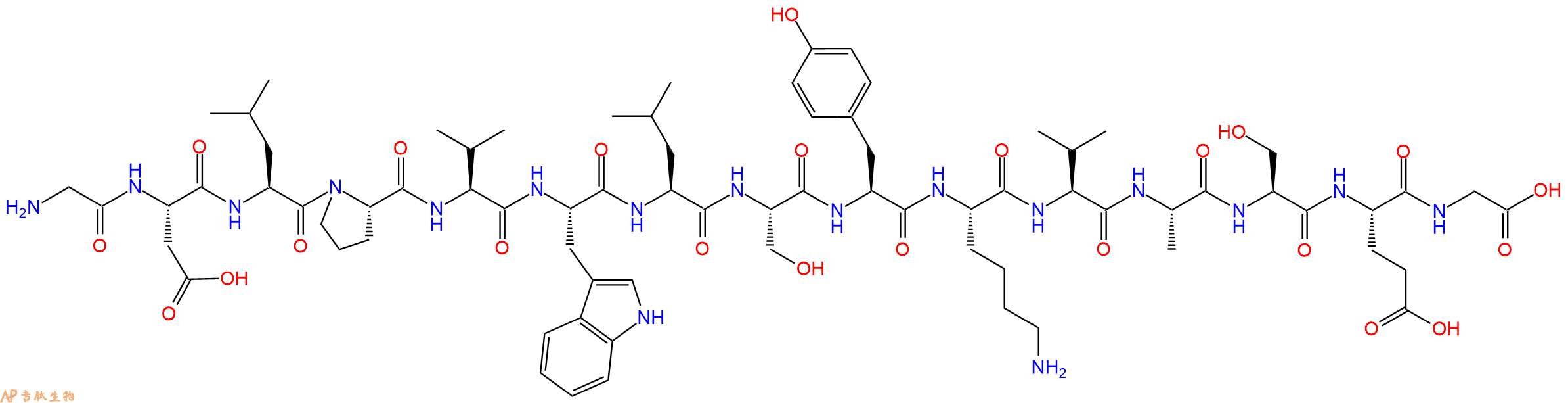 专肽生物产品H2N-Gly-Asp-Leu-Pro-Val-Trp-Leu-Ser-Tyr-Lys-Val-Ala-Ser-Glu-Gly-OH