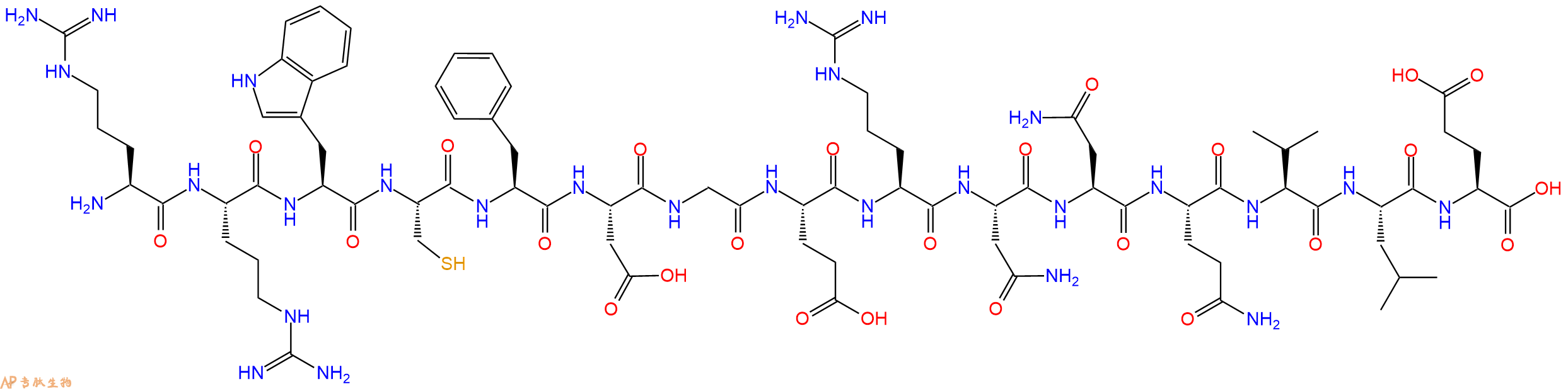 专肽生物产品H2N-Arg-Arg-Trp-Cys-Phe-Asp-Gly-Glu-Arg-Asn-Asn-Gln-Val-Leu-Glu-OH