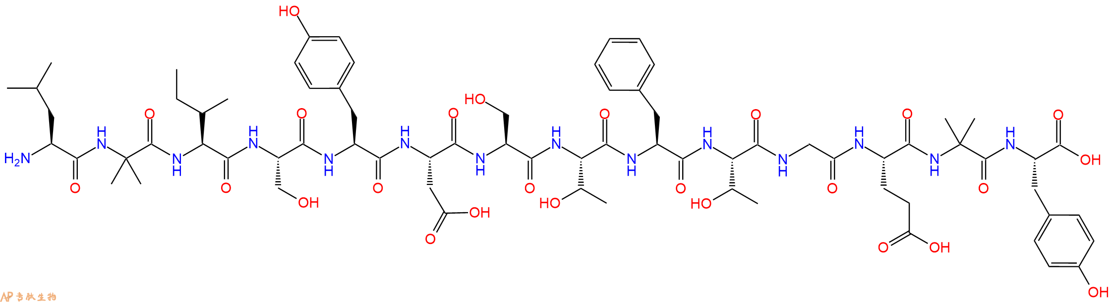 专肽生物产品H2N-Leu-Aib-Ile-Ser-Tyr-Asp-Ser-Thr-Phe-Thr-Gly-Glu-Aib-Tyr-OH