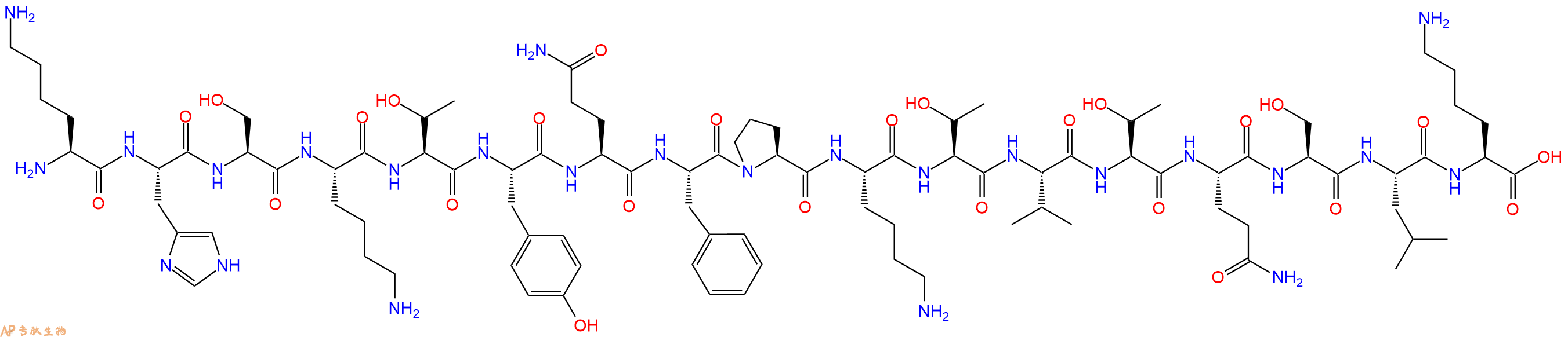 专肽生物产品H2N-Lys-His-Ser-Lys-Thr-Tyr-Gln-Phe-Pro-Lys-Thr-Val-Thr-Gln-Ser-Leu-Lys-OH
