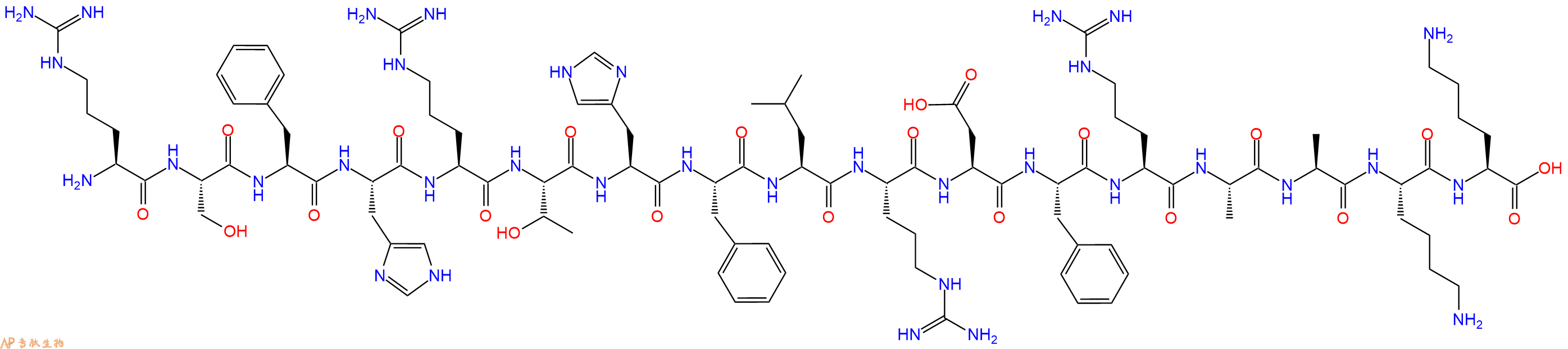 专肽生物产品H2N-Arg-Ser-Phe-His-Arg-Thr-His-Phe-Leu-Arg-Asp-Phe-Arg-Ala-Ala-Lys-Lys-OH
