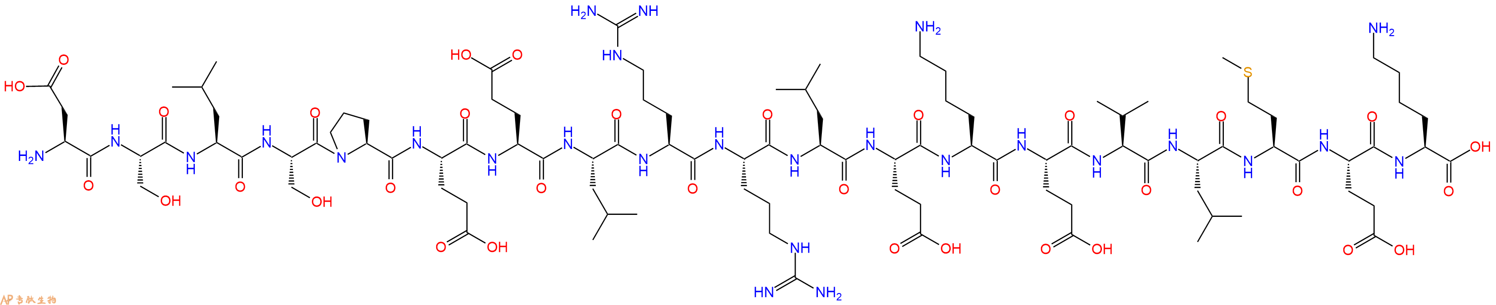 专肽生物产品H2N-Asp-Ser-Leu-Ser-Pro-Glu-Glu-Leu-Arg-Arg-Leu-Glu-Lys-Glu-Val-Leu-Met-Glu-Lys-OH