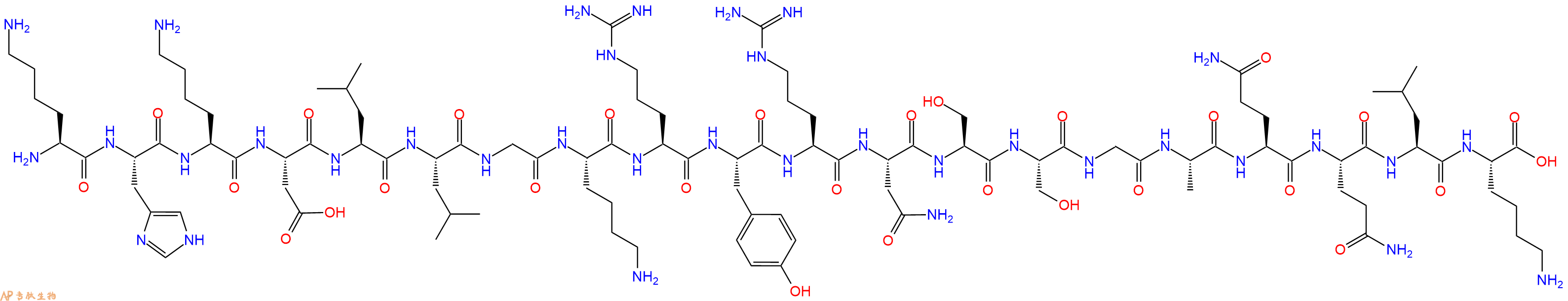 专肽生物产品H2N-Lys-His-Lys-Asp-Leu-Leu-Gly-Lys-Arg-Tyr-Arg-Asn-Ser-Ser-Gly-Ala-Gln-Gln-Leu-Lys-OH