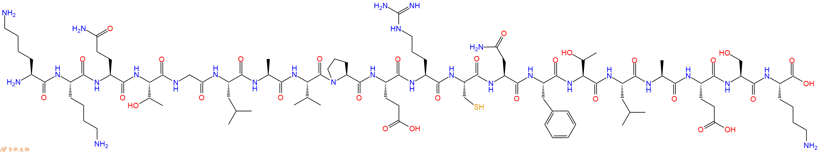 专肽生物产品H2N-Lys-Lys-Gln-Thr-Gly-Leu-Ala-Val-Pro-Glu-Arg-Cys-Asn-Phe-Thr-Leu-Ala-Glu-Ser-Lys-OH