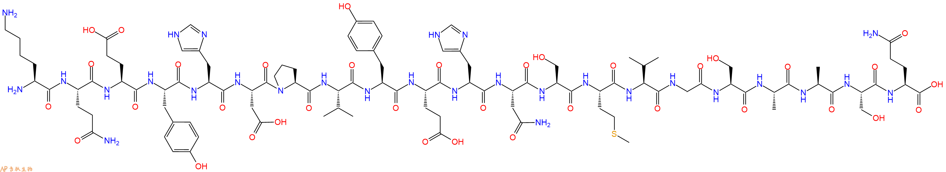 专肽生物产品H2N-Lys-Gln-Glu-Tyr-His-Asp-Pro-Val-Tyr-Glu-His-Asn-Ser-Met-Val-Gly-Ser-Ala-Ala-Ser-Gln-OH