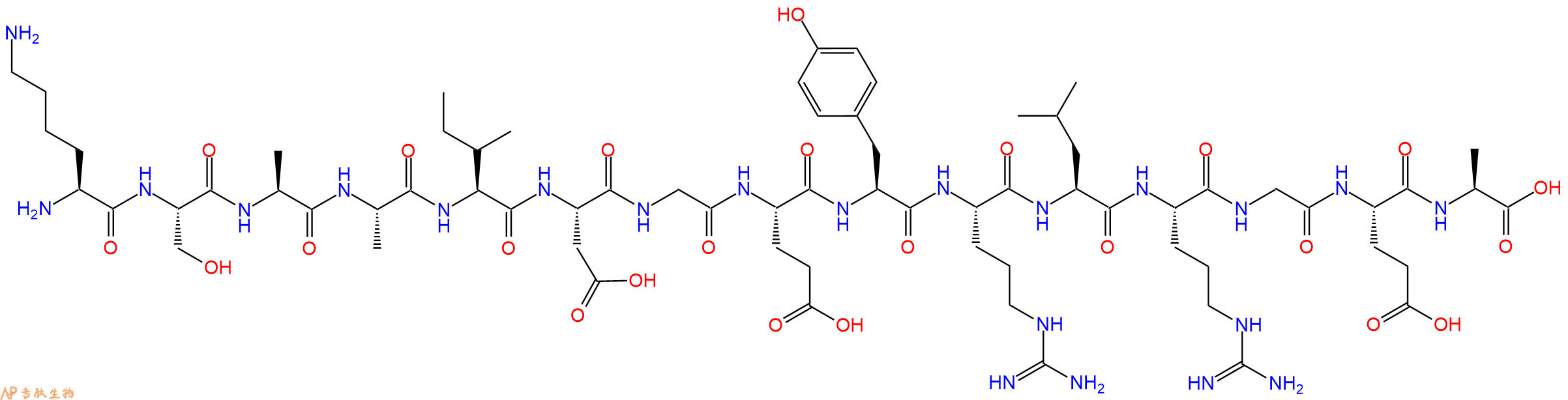 专肽生物产品H2N-Lys-Ser-Ala-Ala-Ile-Asp-Gly-Glu-Tyr-Arg-Leu-Arg-Gly-Glu-Ala-OH