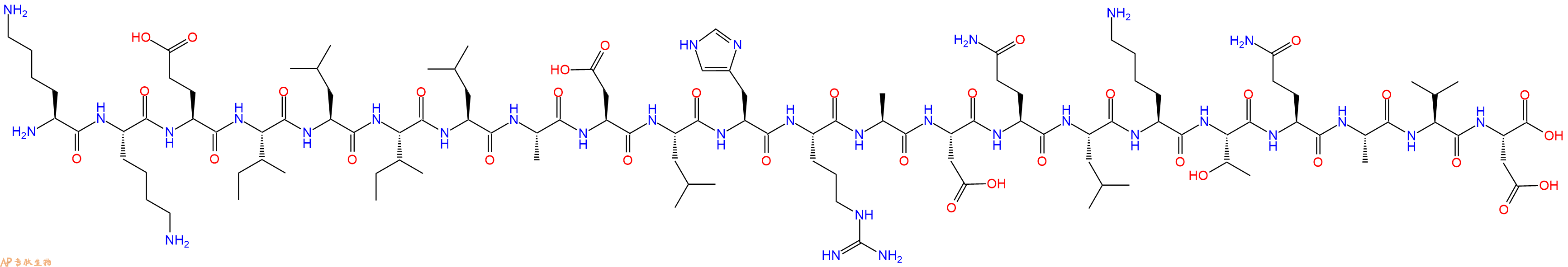 专肽生物产品H2N-Lys-Lys-Glu-Ile-Leu-Ile-Leu-Ala-Asp-Leu-His-Arg-Ala-Asp-Gln-Leu-Lys-Thr-Gln-Ala-Val-Asp-OH