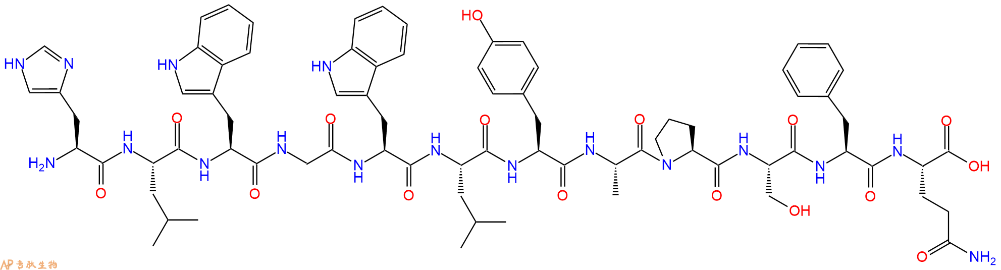 专肽生物产品H2N-His-Leu-Trp-Gly-Trp-Leu-Tyr-Ala-Pro-Ser-Phe-Gln-OH
