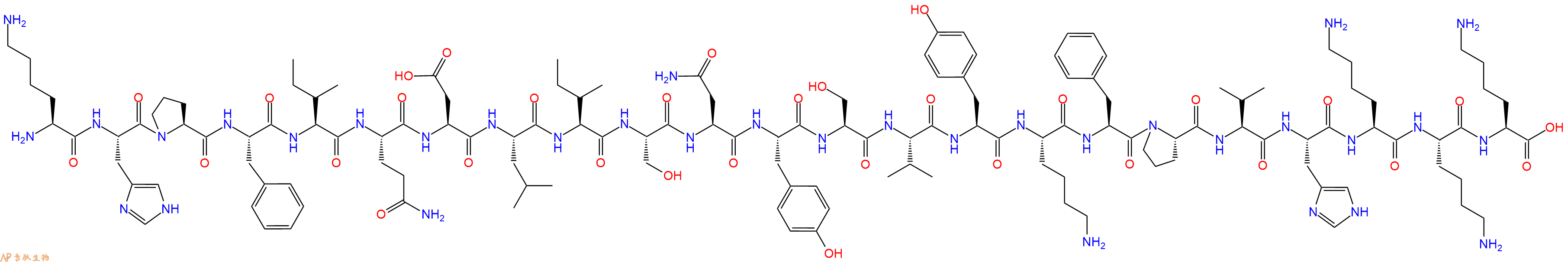专肽生物产品H2N-Lys-His-Pro-Phe-Ile-Gln-Asp-Leu-Ile-Ser-Asn-Tyr-Ser-Val-Tyr-Lys-Phe-Pro-Val-His-Lys-Lys-Lys-OH