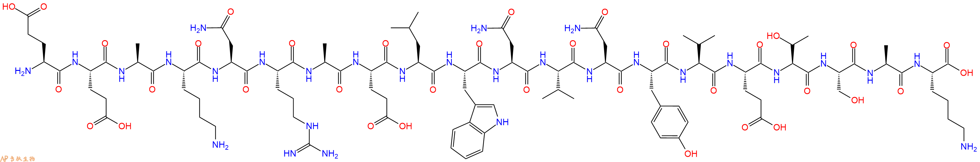 专肽生物产品H2N-Glu-Glu-Ala-Lys-Asn-Arg-Ala-Glu-Leu-Trp-Asn-Val-Asn-Tyr-Val-Glu-Thr-Ser-Ala-Lys-OH