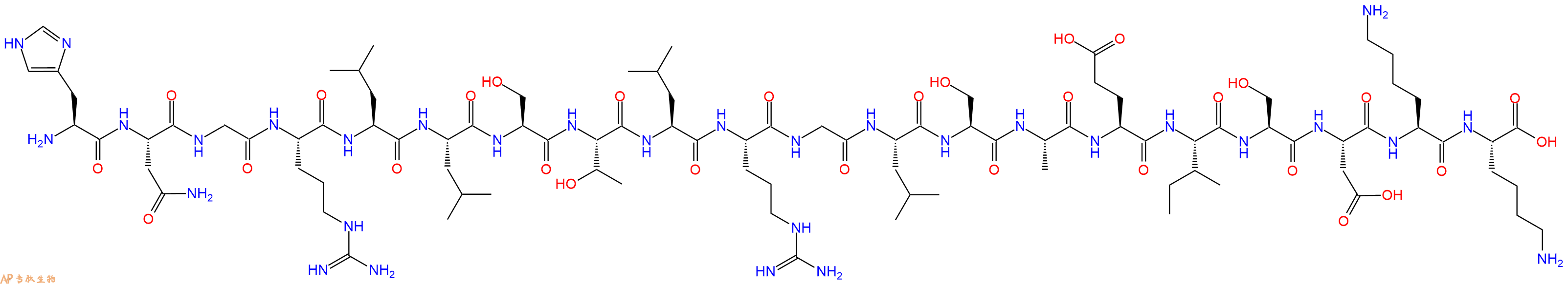 专肽生物产品H2N-His-Asn-Gly-Arg-Leu-Leu-Ser-Thr-Leu-Arg-Gly-Leu-Ser-Ala-Glu-Ile-Ser-Asp-Lys-Lys-OH