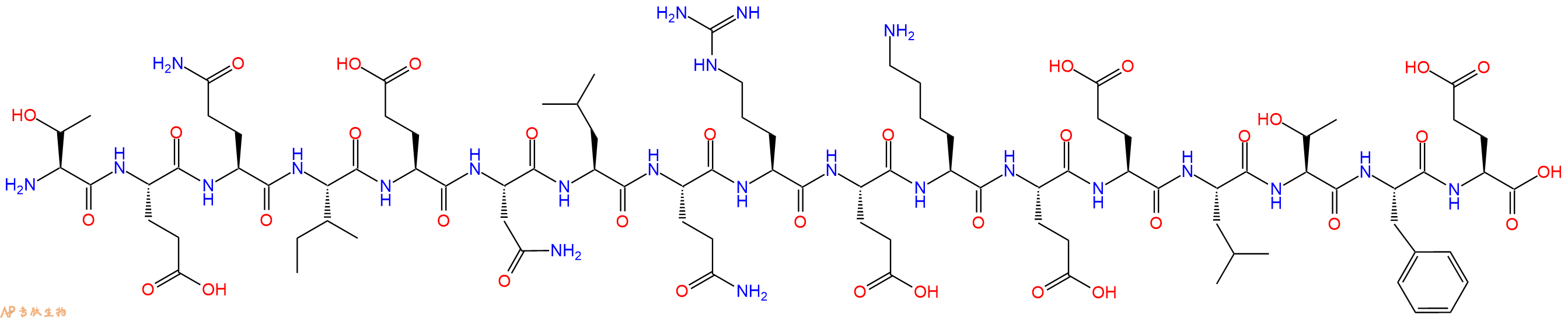 专肽生物产品H2N-Thr-Glu-Gln-Ile-Glu-Asn-Leu-Gln-Arg-Glu-Lys-Glu-Glu-Leu-Thr-Phe-Glu-OH