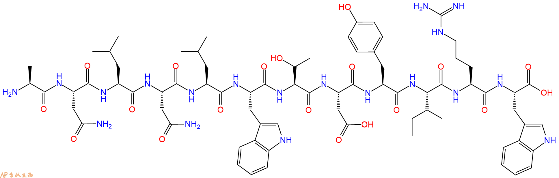 专肽生物产品H2N-Ala-Asn-Leu-Asn-Leu-Trp-Thr-Asp-Tyr-Ile-Arg-Trp-OH