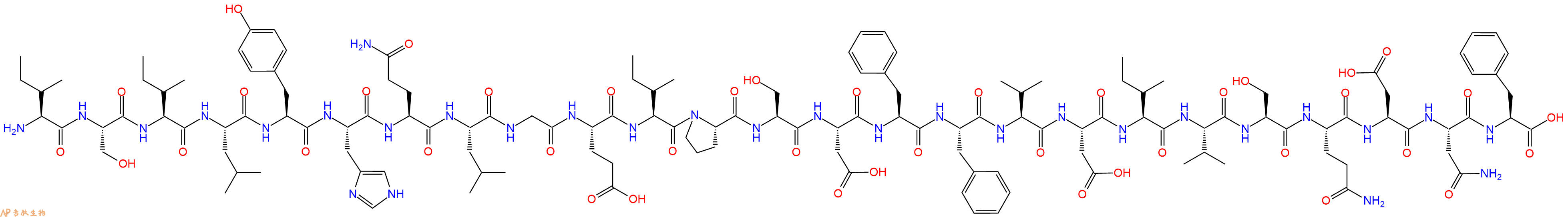 专肽生物产品H2N-Ile-Ser-Ile-Leu-Tyr-His-Gln-Leu-Gly-Glu-Ile-Pro-Ser-Asp-Phe-Phe-Val-Asp-Ile-Val-Ser-Gln-Asp-Asn-Phe-OH