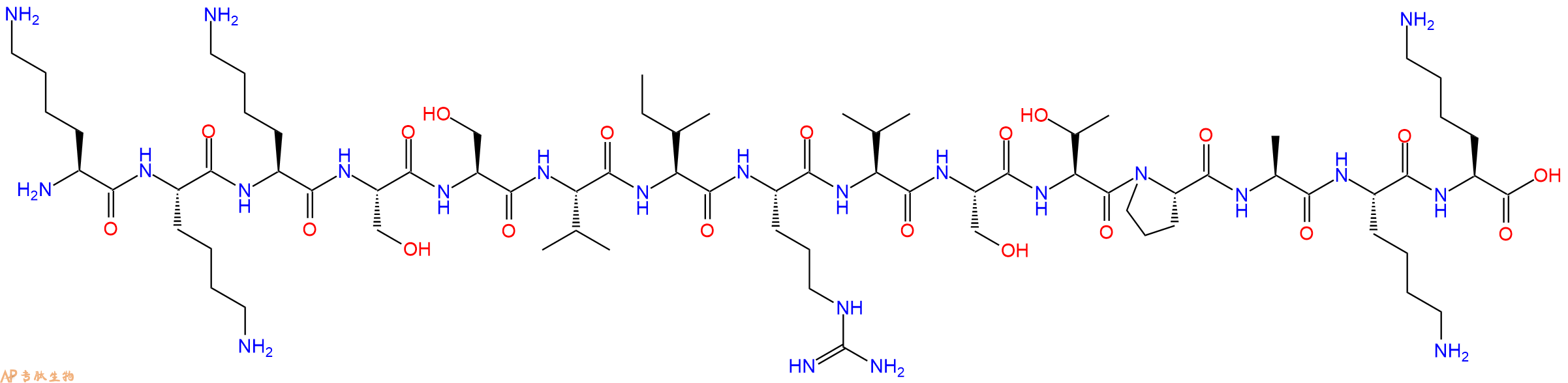 专肽生物产品H2N-Lys-Lys-Lys-Ser-Ser-Val-Ile-Arg-Val-Ser-Thr-Pro-Ala-Lys-Lys-OH