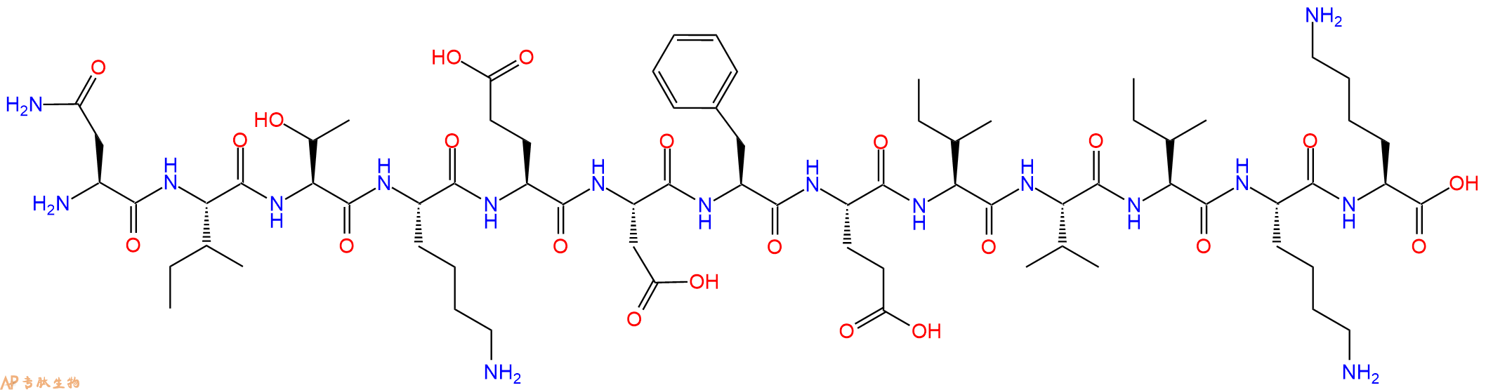 专肽生物产品H2N-Asn-Ile-Thr-Lys-Glu-Asp-Phe-Glu-Ile-Val-Ile-Lys-Lys-OH