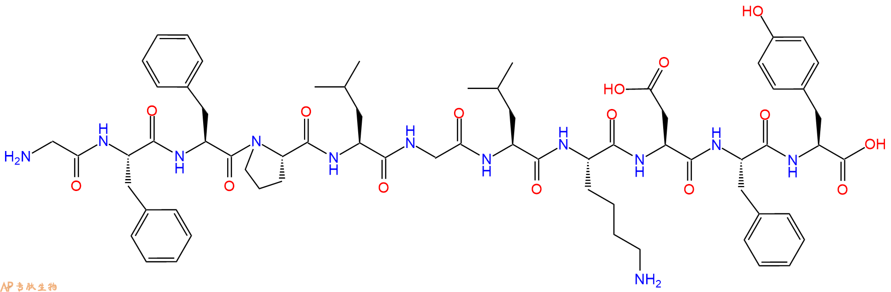 专肽生物产品H2N-Gly-Phe-Phe-Pro-Leu-Gly-Leu-Lys-Asp-Phe-Tyr-OH