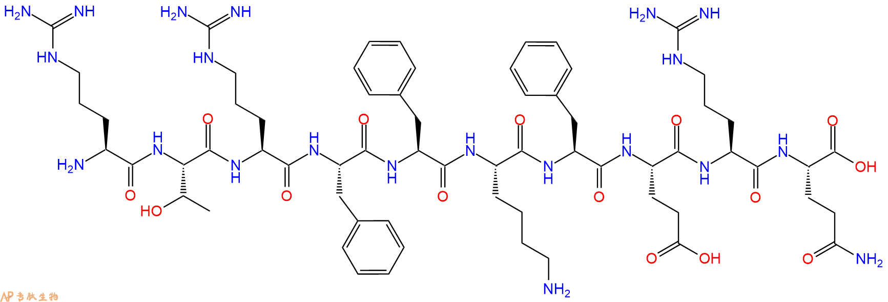 专肽生物产品H2N-Arg-Thr-Arg-Phe-Phe-Lys-Phe-Glu-Arg-Gln-OH