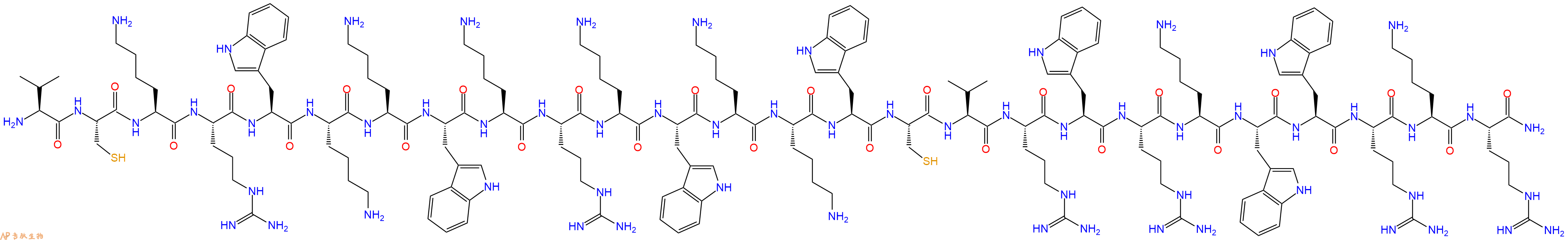 专肽生物产品H2N-Val-Cys-Lys-Arg-Trp-Lys-Lys-Trp-Lys-Arg-Lys-Trp-Lys-Lys-Trp-Cys-Val-Arg-Trp-Arg-Lys-Trp-Trp-Arg-Lys-Arg-CONH2