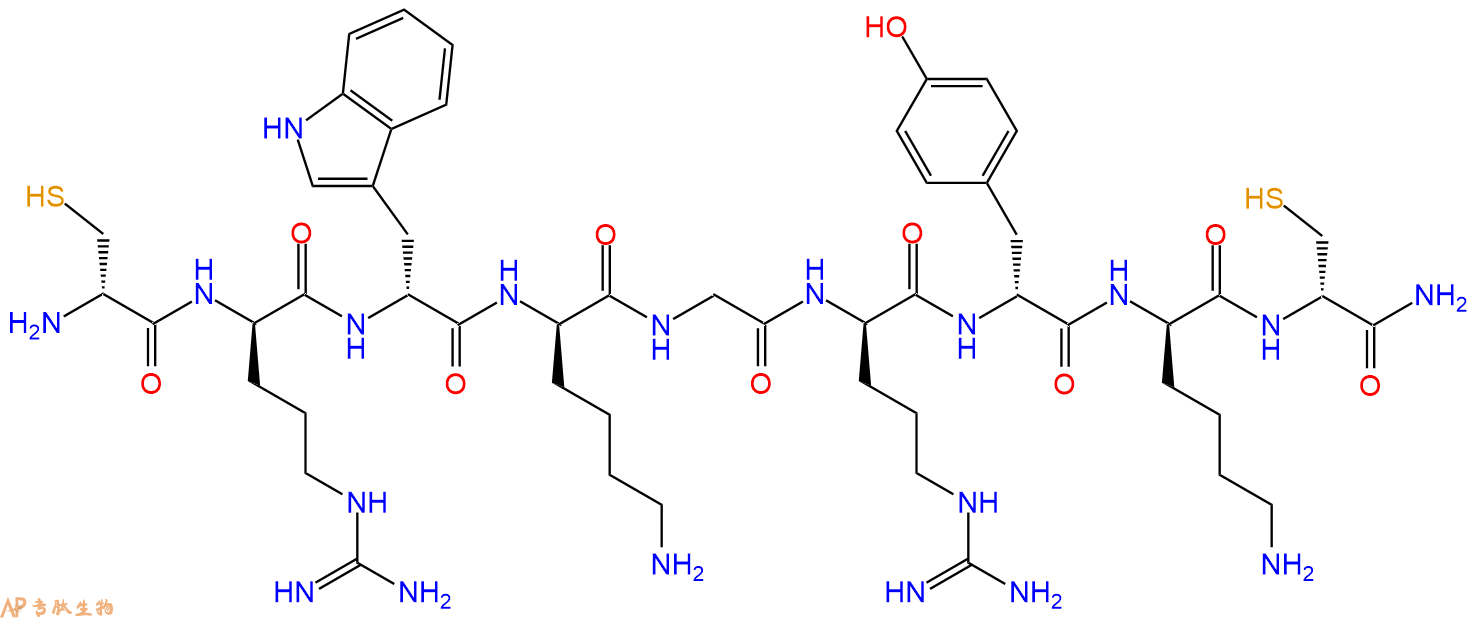 专肽生物产品H2N-DCys-DArg-DTrp-DLys-Gly-DArg-DTyr-DLys-DCys-CONH2
