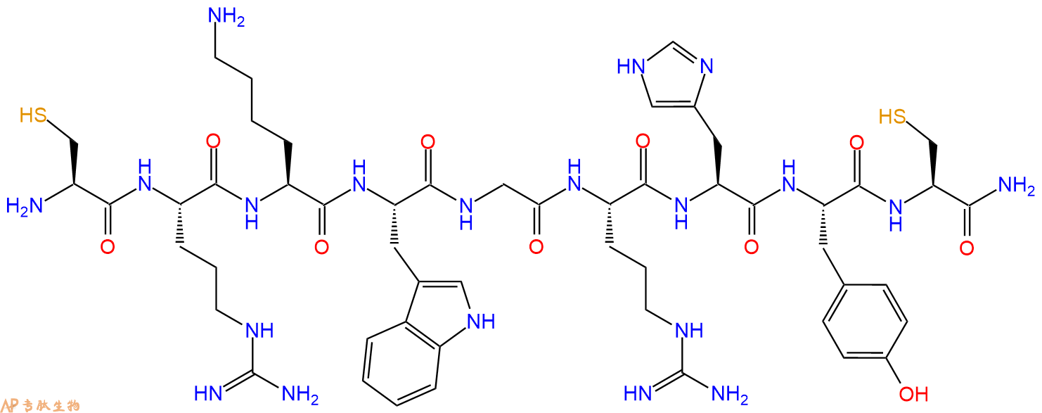 专肽生物产品H2N-Cys-Arg-Lys-Trp-Gly-Arg-His-Tyr-Cys-CONH2