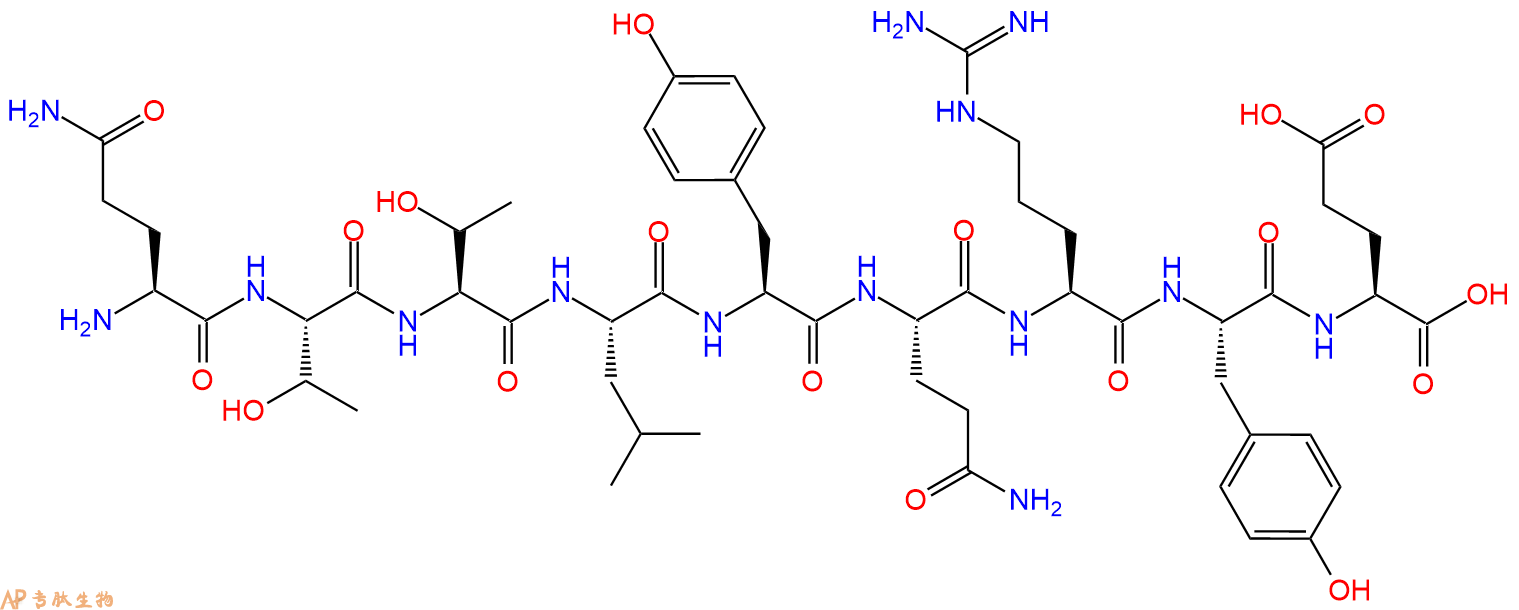 专肽生物产品H2N-Gln-Thr-Thr-Leu-Tyr-Gln-Arg-Tyr-Glu-OH