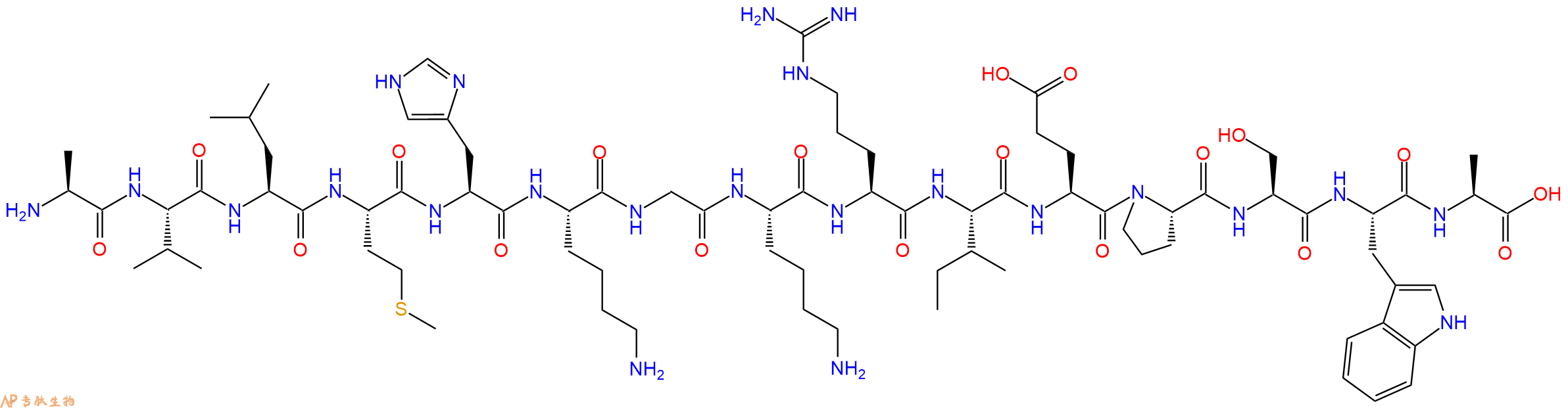 专肽生物产品H2N-Ala-Val-Leu-Met-His-Lys-Gly-Lys-Arg-Ile-Glu-Pro-Ser-Trp-Ala-OH