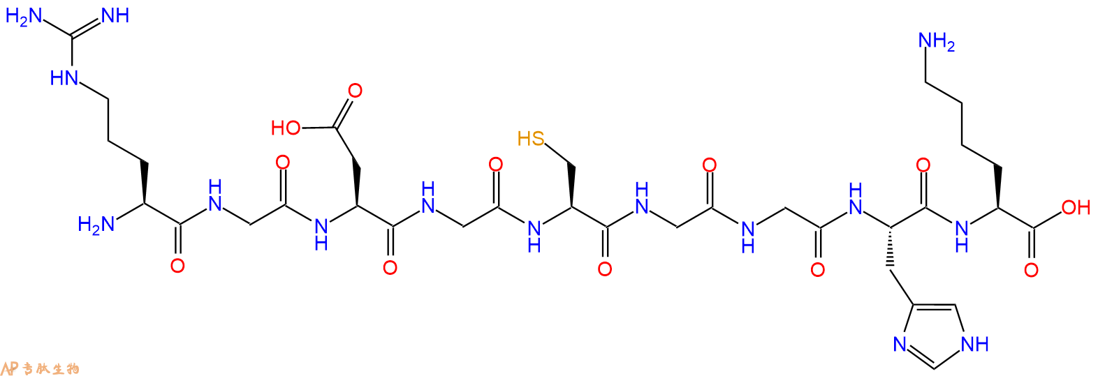 专肽生物产品H2N-Arg-Gly-Asp-Gly-Cys-Gly-Gly-His-Lys-OH