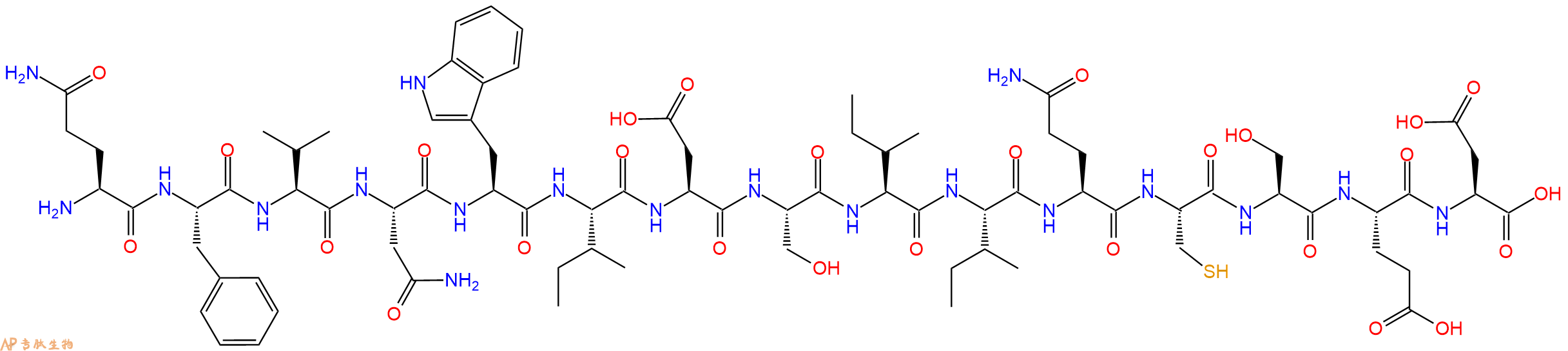 专肽生物产品H2N-Gln-Phe-Val-Asn-Trp-Ile-Asp-Ser-Ile-Ile-Gln-Cys-Ser-Glu-Asp-OH
