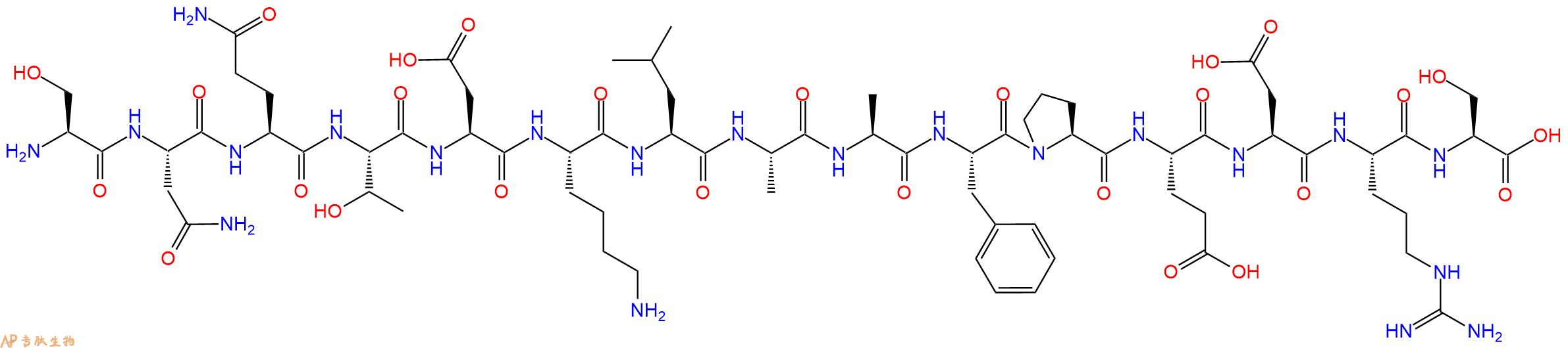 专肽生物产品H2N-Ser-Asn-Gln-Thr-Asp-Lys-Leu-Ala-Ala-Phe-Pro-Glu-Asp-Arg-Ser-OH