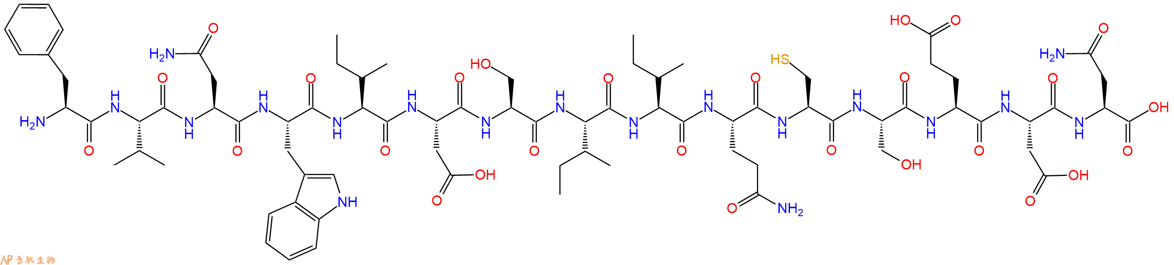 专肽生物产品H2N-Phe-Val-Asn-Trp-Ile-Asp-Ser-Ile-Ile-Gln-Cys-Ser-Glu-Asp-Asn-OH