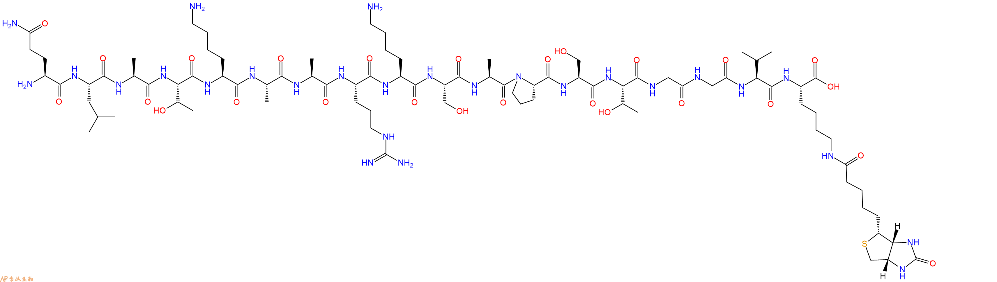 专肽生物产品H2N-Gln-Leu-Ala-Thr-Lys-Ala-Ala-Arg-Lys-Ser-Ala-Pro-Ser-Thr-Gly-Gly-Val-Lys(Biotin)-OH
