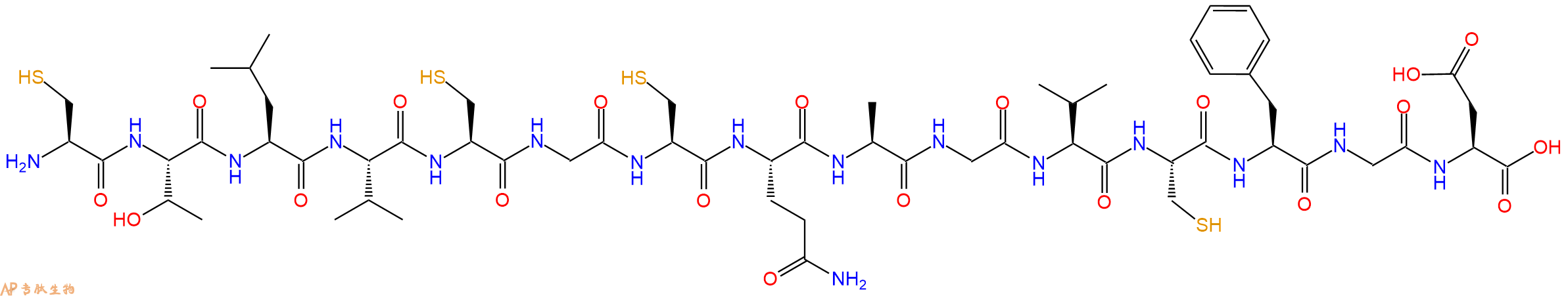 专肽生物产品H2N-Cys-Thr-Leu-Val-Cys-Gly-Cys-Gln-Ala-Gly-Val-Cys-Phe-Gly-Asp-OH
