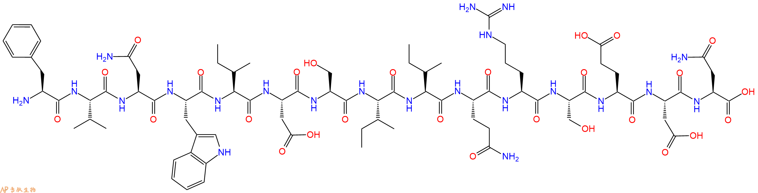 专肽生物产品H2N-Phe-Val-Asn-Trp-Ile-Asp-Ser-Ile-Ile-Gln-Arg-Ser-Glu-Asp-Asn-OH