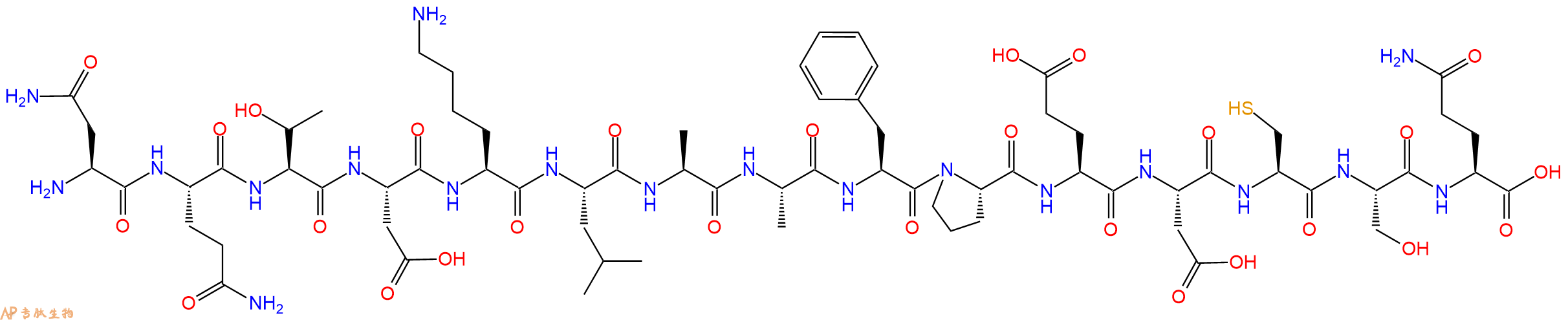专肽生物产品H2N-Asn-Gln-Thr-Asp-Lys-Leu-Ala-Ala-Phe-Pro-Glu-Asp-Cys-Ser-Gln-OH