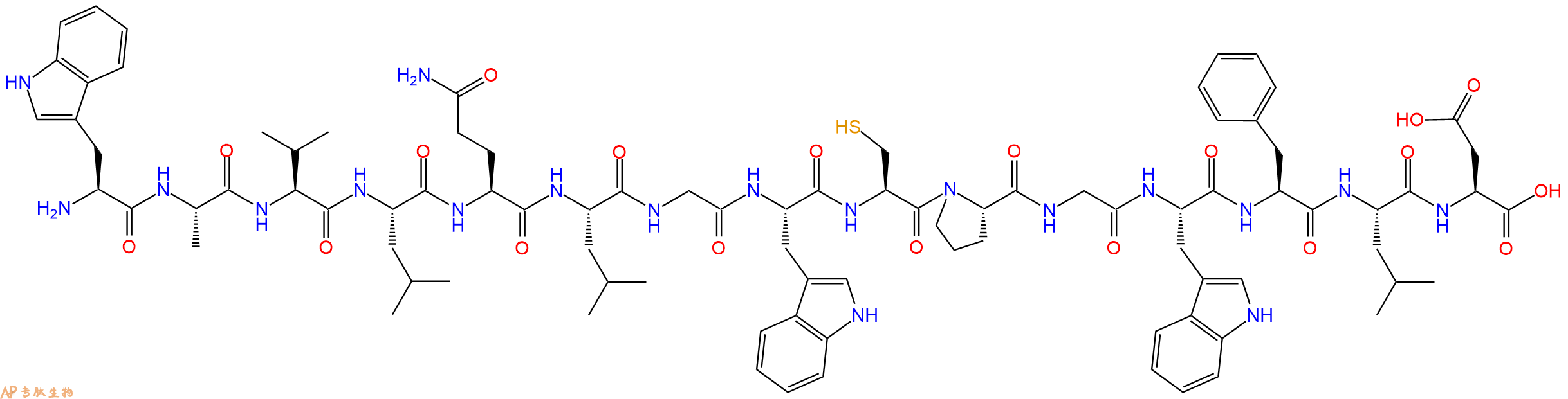 专肽生物产品H2N-Trp-Ala-Val-Leu-Gln-Leu-Gly-Trp-Cys-Pro-Gly-Trp-Phe-Leu-Asp-OH